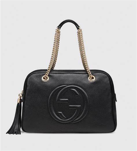 tas gucci zwart|gucci leather shoulder bag.